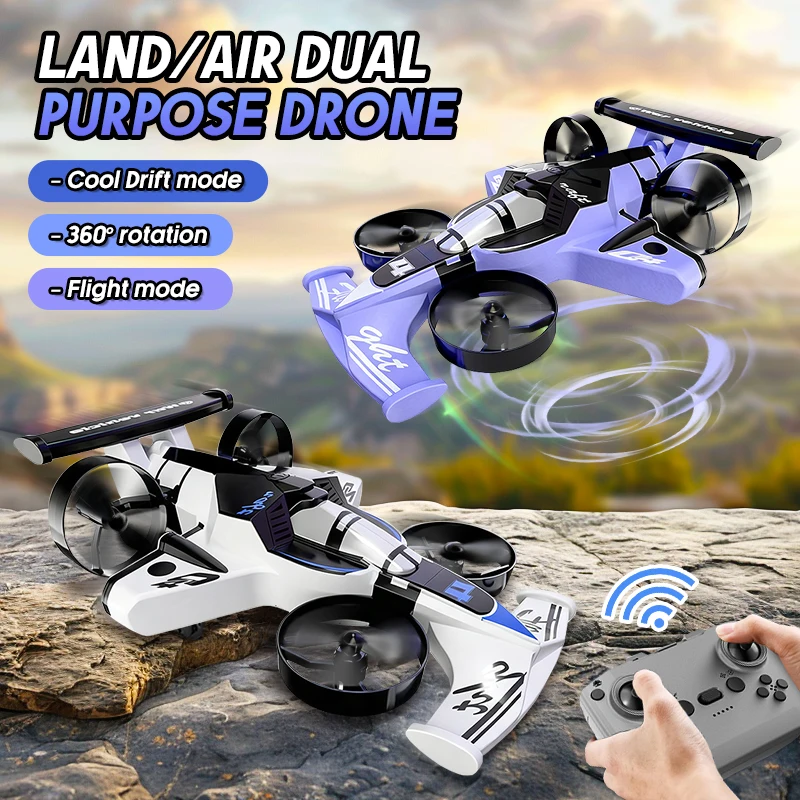 Rc Drone And Flying Car - 2 IN 1 リモコンクアッドコプター RC ドローンスタントドリフトカーおもちゃ陸空モード固定翼航空機車両おもちゃ子供向けギフト