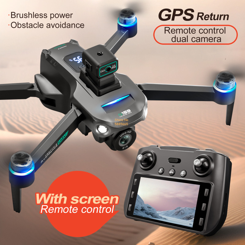Drone Ae Rc - リモコン付きクワッドコプタードローン,障害物回避,LEDスクリーン,ブラシレス,GPS,追跡,デュアルカメラ8k,wifi 5g,fpv,2km