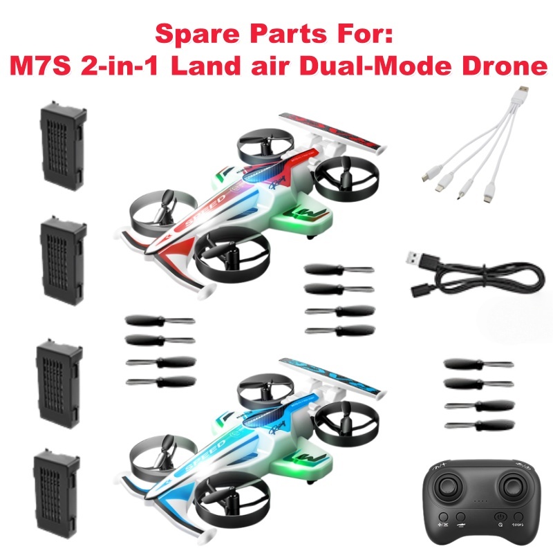 Rc Drone And Flying Car - M7S陸空両用RCフライングカードローンリモコンクアッドコプタースペアパーツ3.7V 600mAhバッテリープロペラUSBコントローラー