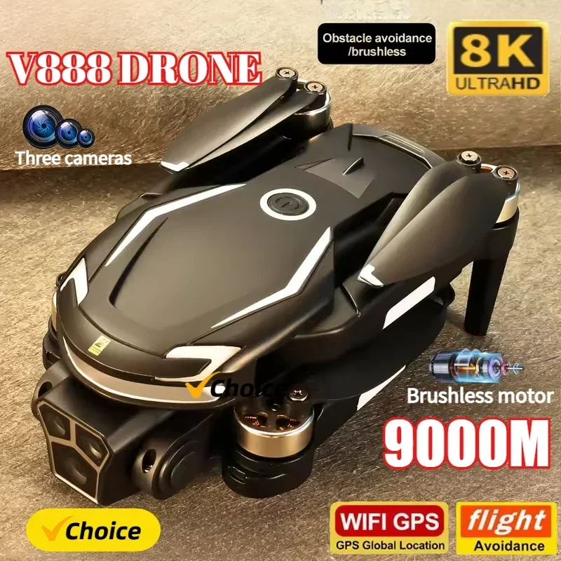 Drone Ae Rc - 新型V888ドローン 8K GPSトリプルカメラ搭載 プロ仕様 障害物回避 オプティカルフローポジショニング