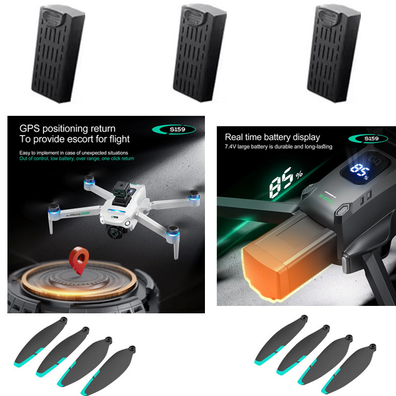 Drone Rc Gps S159 - GPS rcドローン用のオリジナルバッテリー,スペアパーツ,プロペラ,付属品ブレード,7.4v,2200mah,s159