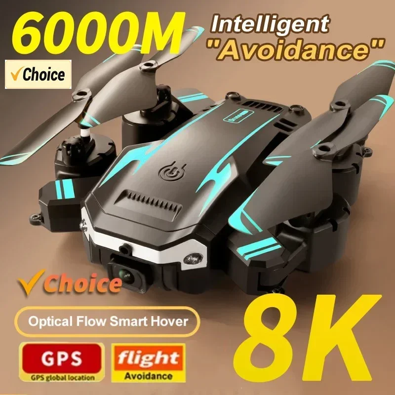 Drone Ae Rc - G6 proドローン、8Kデュアルカメラ、5G GPS、折りたたみ式、5KM飛行距離、ブラシレスモーター、360度回転機能搭載 ° 障害物回避機能付きRC FPVドローン（写真撮影用）