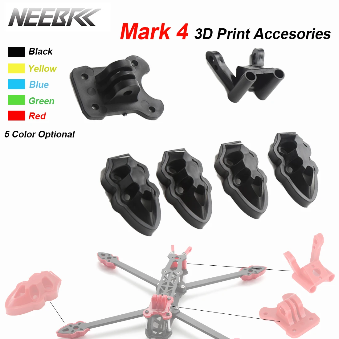 3D Printed Drone Part - Neebrc RC クアッドコプター FPV ドローン 3D