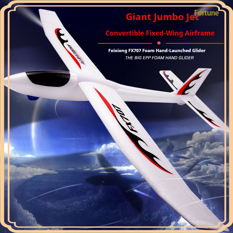 Rc Wing Glider - 固定翼グライダーFX707アップグレード大型EPPフォーム手投げ組み立て済みRCモデル（ステッカー付き）屋外ホビーエンターテイナー向け