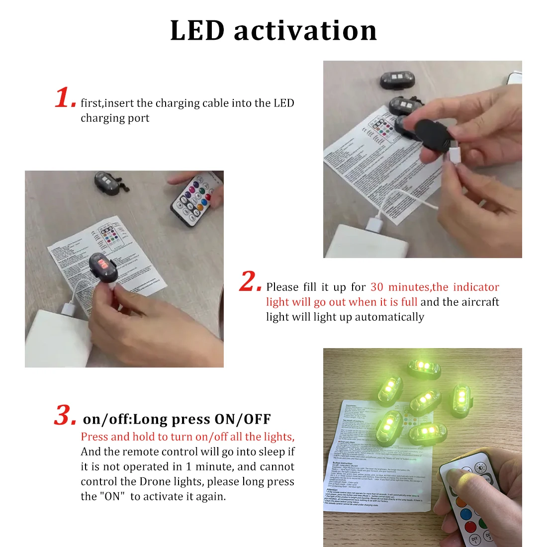 ワイヤレスリモコン付きストロボライト,LED警告灯,7色,航 - Drone Rc Signal のレビューと価格