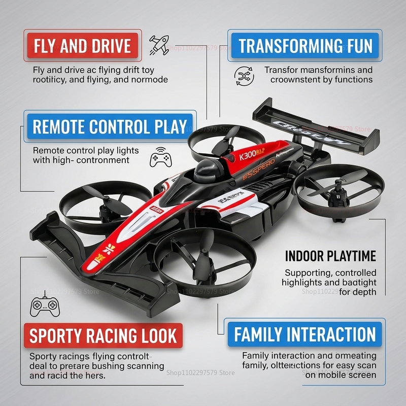 RC UAVフライングドリフトカー 2-in-1 クアッドコ - Rc Drone And Flying Car のレビューと価格
